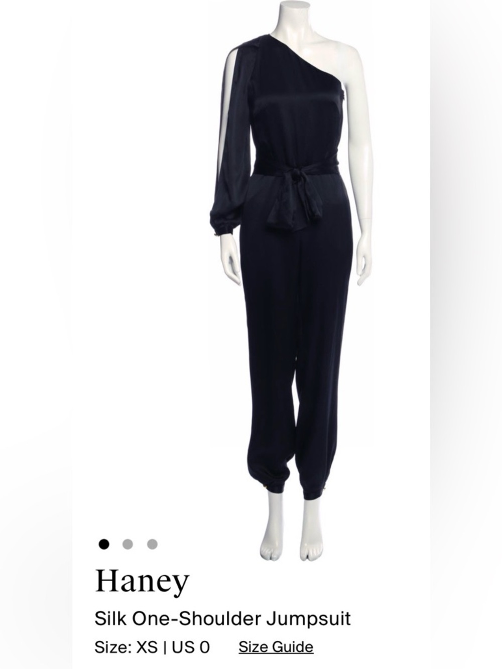Haney Black Silk One-Shoulder Jumpsuit